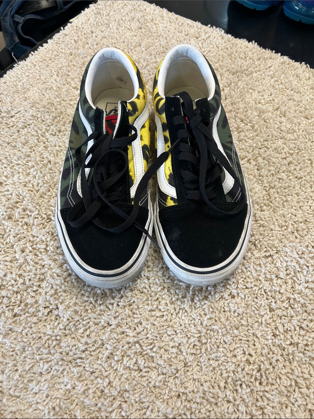 Vans Kids Old Skool Black with Yellow & Green Camouflage